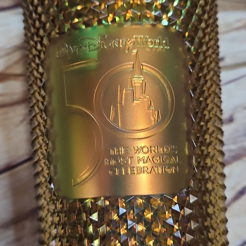 Disney World Parks Starbucks 50th Anniversary Metallic Gold Studded 20oz Tumbler